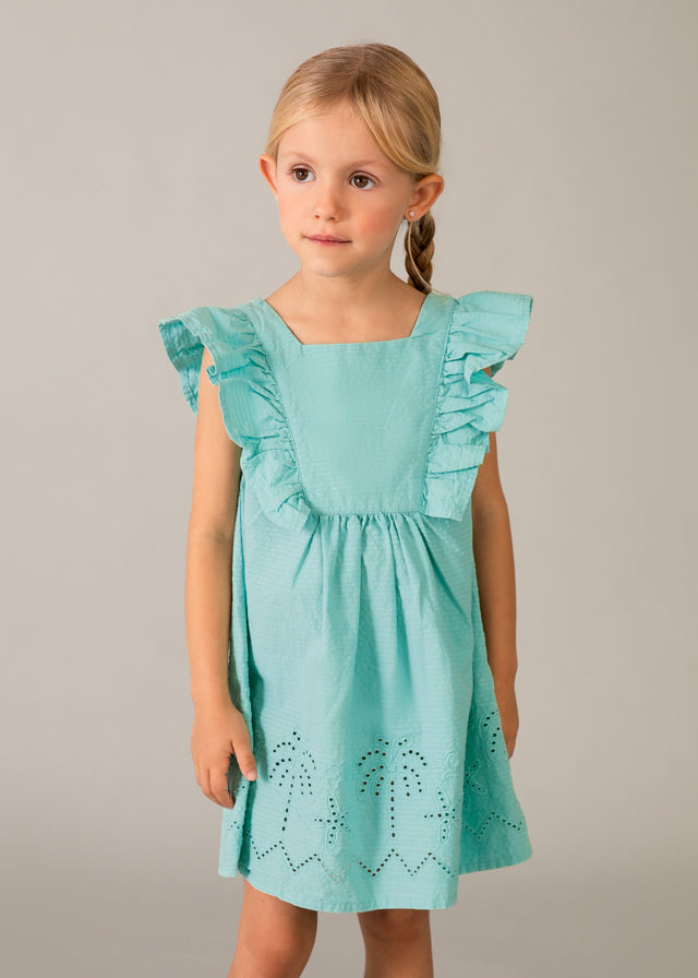 Vestido seersucker perforado