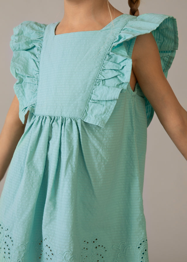 Vestido seersucker perforado
