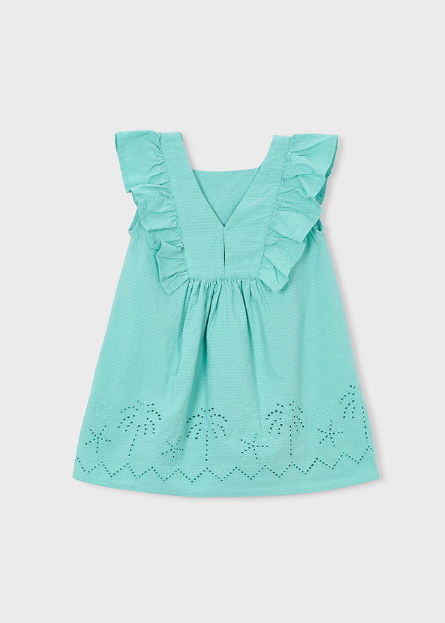 Vestido seersucker perforado
