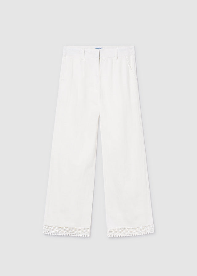 Pantalon largo cinta bordada